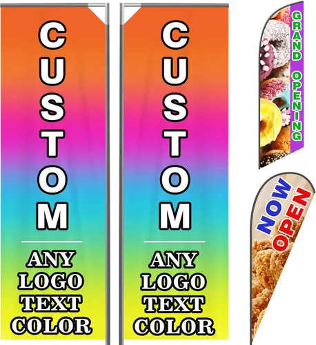 Vista 8 de Banderas de pluma personalizadas para publicidad con kit de asta, letrero de bandera abierta personalizada de doble cara con logotipo para Bandera