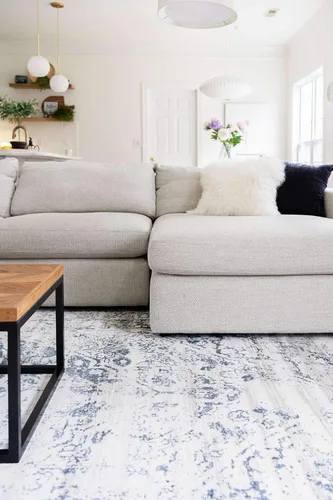Vista 8 de Unique Loom Chateau Collection - Alfombra de área - Hoover (2' 2" x 3' 1" rectangular, azul oscuro/beige)