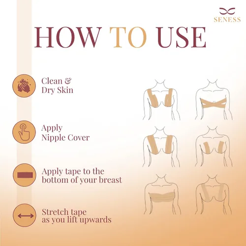 Vista 7 de SENESS Boob Tape with Pair of Nipple Cover Sticky Bra Boobtape, Strapless Bra, Backless Bra, Nipple Pasties, Body Tape