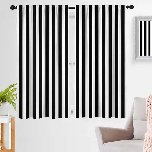 Vista 20 de zokyer Cortinas de ventana a rayas beige crema, modernas rayas verticales de 63 pulgadas de largo, 2 paneles, cortinas bohemias neutras para niños