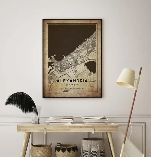 Vista 8 de Mapa de Alejandría, Egipto, Vintage Western (8x10)