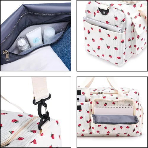 Vista 193 de Pequeña bolsa de gimnasio para mujer, bolsa de viaje con compartimento para zapatos