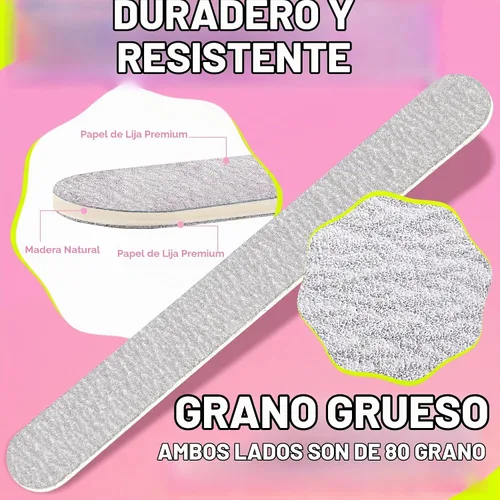 Vista 3 de SALVMARY - Lima de uñas de cebra desechables profesionales de grano 80/80, 50 unidades Sandpaper & wood material, coarse grit emery boards for gel
