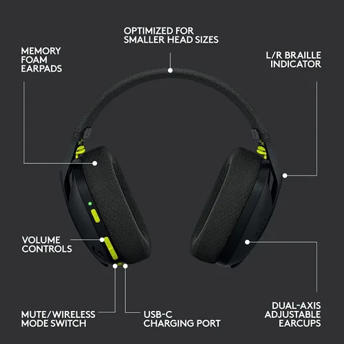 Vista 5 de Logitech G435 Lightspeed y Bluetooth Auriculares inalámbricos para juegos ligeros color negro renovado