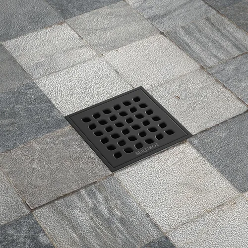 Vista 6 de Desagüe de ducha cuadrado con base de brida de PVC, 4 pulgadas Negro 4