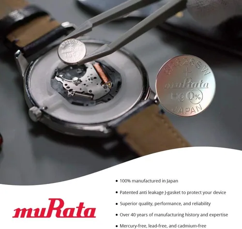 Vista 6 de Murata 377 SR626SW Batería 1.55V Celda de botón de reloj de óxido de plata (15 baterías)