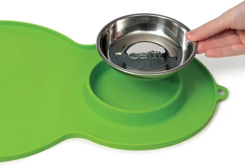 Vista 3 de Catit - Mantel individual con forma de cacahuete, color verde 17.5 x 11.4 pulgadas, mediano, modelo: 44012