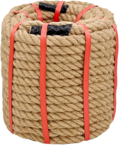 Vista 7 de Cuerda de cáñamo de 1 pulgada x 50 pies, cuerda trenzada de 4 hebras resistente para manualidades, decoración náutica, tira y afloja, paisajismo