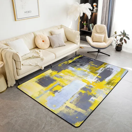 Vista 15 de Erosebridal Alfombra de área de acuarela para sala de estar, alfombra de pasillo de pintura al óleo azul, marrón, morado, 3 x 5, alfombra de arte