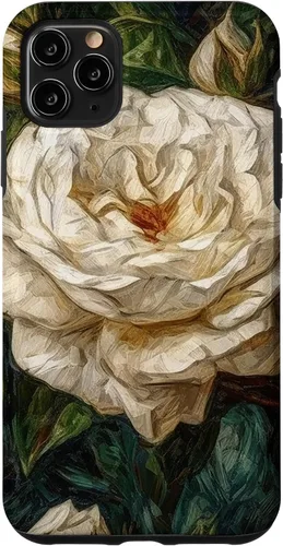 Vista 13 de iPhone 16 Van Gogh Art White Flower White Roses Case