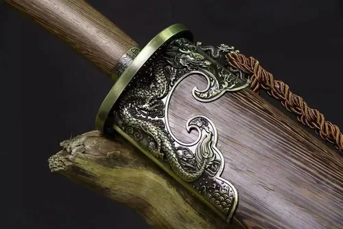 Vista 5 de Espada ancha china de acero doblado de Damasco de 39 pulgadas dinastía Qing Dao Kung Fu Sharp Sword Knight Machete