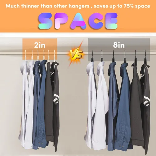 Vista 5 de DEDU Perchas de plástico para ropa, paquete de 20 perchas extra gruesas con gancho giratorio de 360° antideslizantes, perchas para suéteres, Beige