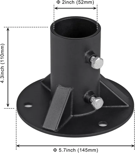 Vista 2 de Insaga Poste de valla de enlace de cadena de 2 pulgadas, brida de piso, piezas de valla de eslabones de cadena resistentes, soportes de poste