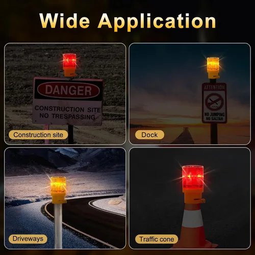 Vista 5 de Aolyty Luz LED solar estroboscópica de advertencia para construcción, seguridad en carretera, barricada, tráfico, señal de vehículo, lámpara