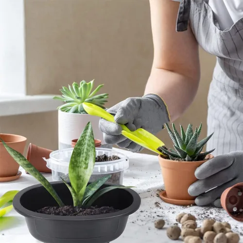 Vista 4 de Veemoon 2 macetas de plástico para jardinería, ovaladas, macetas de cactus, macetas reutilizables, adecuadas para viveros, jardines y balcones