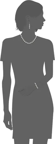 Vista 5 de Conjunto de joyas de plata de ley y perlas cultivadas de agua dulce blanca, collar y pendientes, Perla, Perla