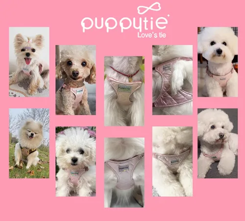 Vista 6 de Puppytie XXS - Arnés y correa para cachorro, rosa brillante, XXS (2.2–6 libras) Puppy Harness for Small Dogs, Designer Extra Small Dog Harness