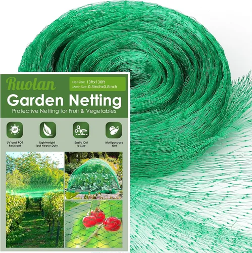 Vista 11 de Ruolan Red para pájaros para jardín, protege plantas vegetales y árboles frutales, 13 x 20 pies, red de plástico para pájaros, ciervos, ardillas