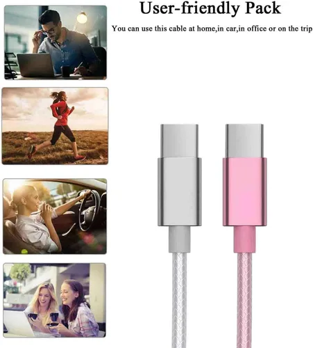 Vista 2 de [Paquete de 2, 3.3 pies] Cable USB C de carga rápida USB A a tipo C, cable de carga trenzado para Samsung Galaxy A13 A03s A32 A52 A53, S22 S9 S10E