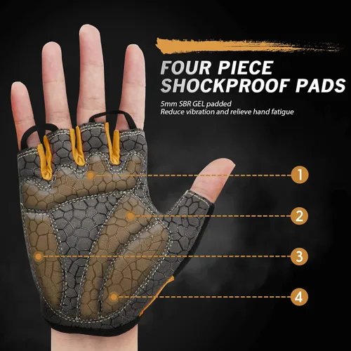 Vista 2 de Guantes de ciclismo, guantes de ciclismo, guantes de bicicleta para hombres y mujeres, con almohadilla antideslizante que absorbe los golpes