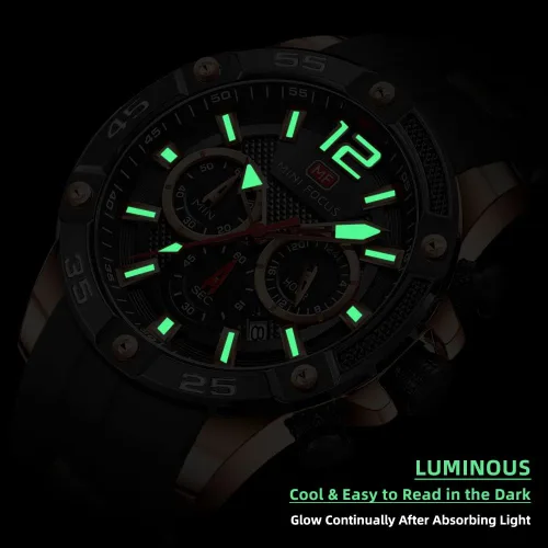 Vista 4 de Mini Focus Men Watches Unique Casual Wrist Watches (ChronographWaterproofLuminousCalendar24 Hours) Silicon Band Fashion Watches for Men