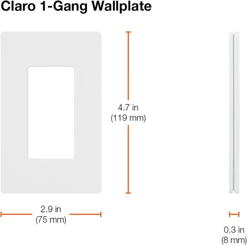Vista 4 de Lutron Claro - Placa de pared de 1 banda (paquete de 6) CW-1-AL-6 almendra