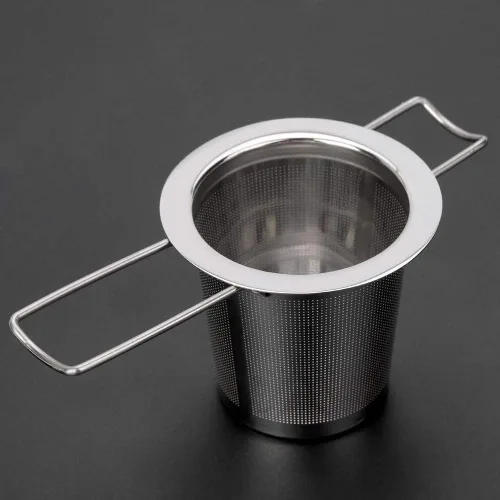 Vista 5 de Fdit Filtro plegable del colador de la taza del metal del infusor del té de la malla del acero inoxidable con la tapa