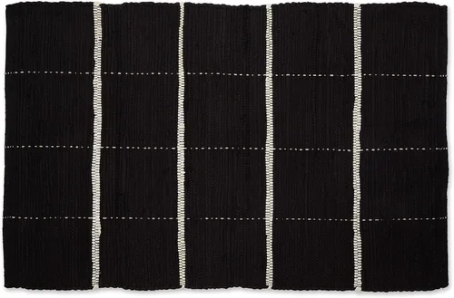 Vista 4 de DII Modern Farmhouse - Alfombra Chindi de algodón, 26 x 40 pulgadas, color negro y crema