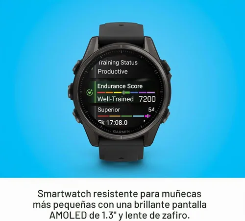 Vista 4 de Garmin Fenix 8 Premium - Reloj inteligente multideporte GPS para correr, 43 mm AMOLED, clasificado para buceo, linterna incorporada Titanio DLC