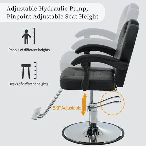 Vista 5 de Merax Silla de peluquería reclinable hidráulica para peluquería con asiento 20% más ancho y bomba hidráulica resistente, equipo de belleza mejorado