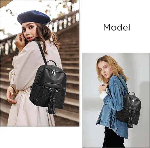 Vista 7 de I IHAYNER Mochila de moda para niñas, mini mochila para adolescentes, mochila de viaje multiusos con borla de dije