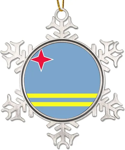 Vista 13 de Adorno de decoración de árbol de Argelia, bandera de Argelia, novedad de metal, copo de nieve, adorno de Navidad, bandera nacional, recuerdo
