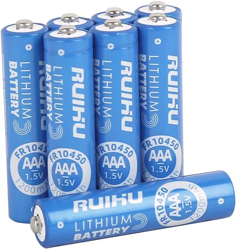 Vista 2 de Pilas de litio AAA, paquete de 8 baterías triple A de hierro de litio, baterías de litio AAA de 1.5 V 1200 mAh de larga duración para linterna