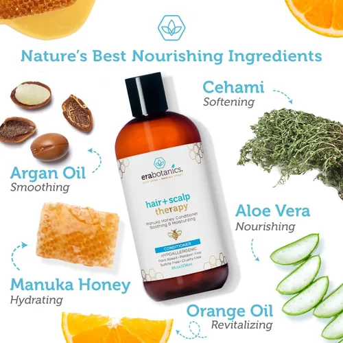 Vista 5 de Era Organics Champú y acondicionador de miel de Manuka - Set de champú y acondicionador sin sulfato para hidratar la picazón, el cuero cabelludo