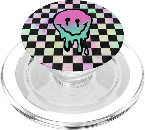 Vista 7 de Blah Retro Y2K Drippy Smile Face 90s Vaporwave Rad PopSockets PopSockets intercambiables rosa fresco