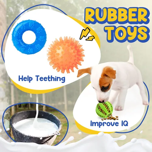 Vista 5 de Juguetes para cachorros para dentición, paquete de 9 juguetes masticables para perros pequeños