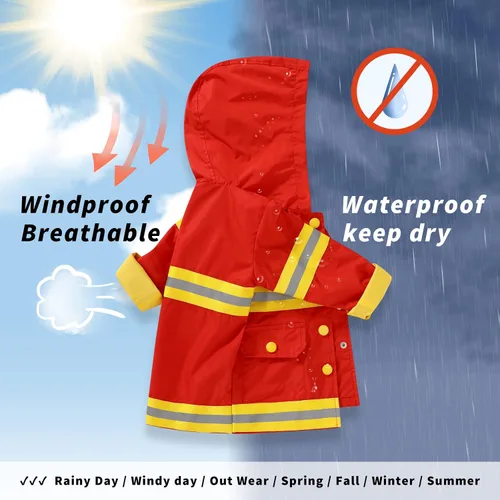 Vista 4 de YOUNGER TREE Impermeable de pato para bebé niño y niña, con capucha y cremallera