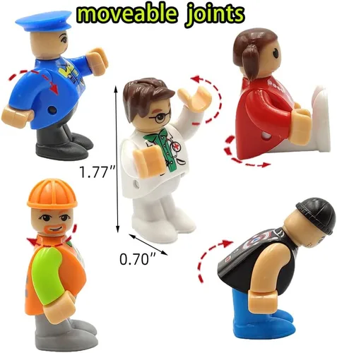 Vista 3 de Figuras de personas de juguete con herramienta para niños, figuras de acción para trenes, autos, varias profesiones para casa de juegos, pista