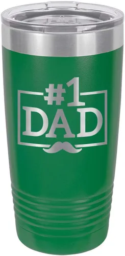 Vista 12 de NÚMERO 1 DAD-B BLUE Vaso de bebida de 20 oz con pajita Taza de viaje grabada con láser Comparar con Yeti Rambler Idea de regalo papá
