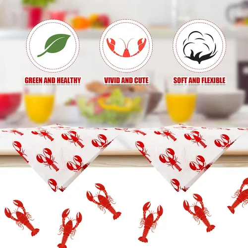 Vista 3 de 100 servilletas de langosta desechables de 2 capas de cangrejo de cangrejo para cena de verano, picnic, barbacoa, cangrejo, cóctel, servilletas
