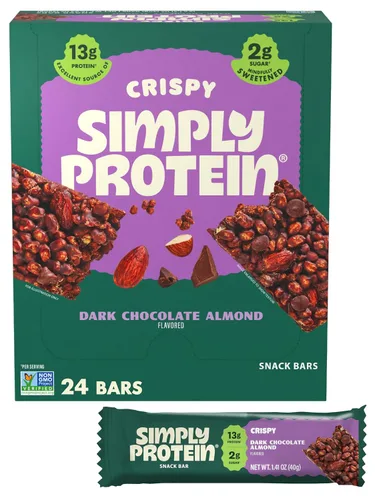 Vista 17 de Simply Protein - Barras crujientes de canela y nuez - Barras de proteínas a base de plantas - Bajo en carbohidratos, bajo en azúcar, alta fibra