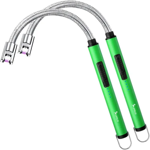 Vista 24 de Encendedor de velas eléctrico SUPRUS USB tipo C recargable, con carcasa de acero y gancho para colgar con cuello flexible de 360° (negro)