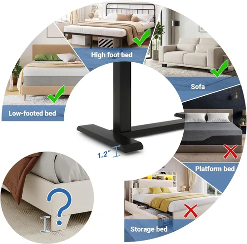 Vista 7 de PUNCIA Escritorio plegable móvil de 26", soporte neumático premontado Nogal