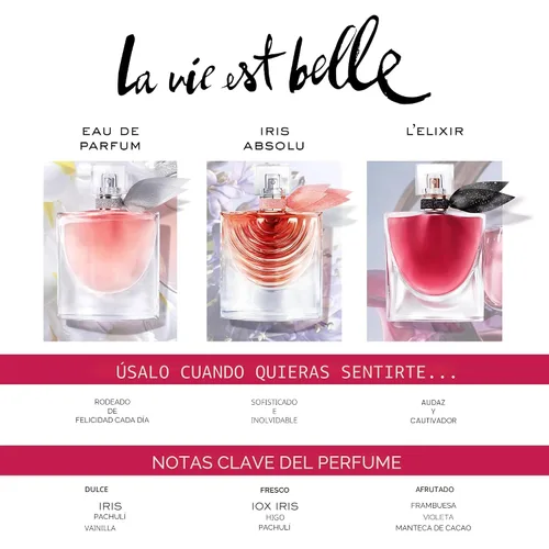 Vista 7 de Lancôme La Vie Est Belle Eau de Parfum - Fragancia de Larga Duración con Notas de Iris, Pachulí Terroso, Vainilla Cálida y Azúcar Espumoso - Perfume