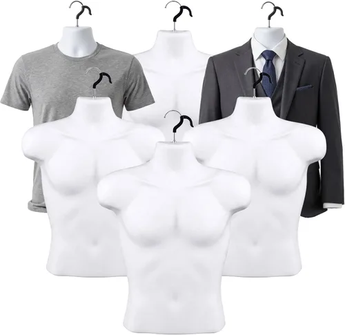 Vista 8 de Lallisa 1 paquete de maniquí masculino con forma de vestido de torso con forma de camiseta, cuerpo de medio maniquí, cintura redondeada, cuerpo