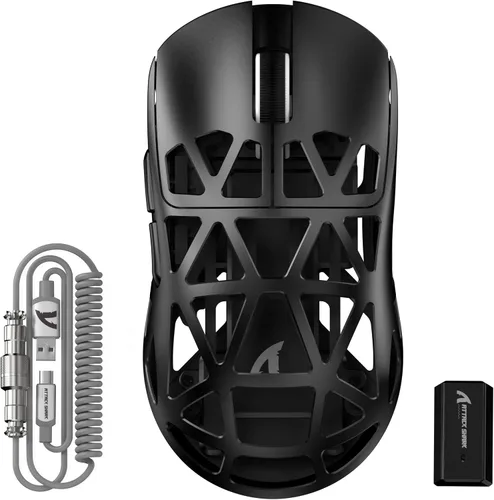 Vista 12 de ATTACK SHARK R2PRO - Ratón superligero de aleación de magnesio de 1.59 oz, sensor PixArt PAW3950, 42000DPI, frecuencia de sondeo inalámbrico
