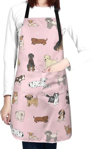 Vista 14 de Perinsto Delantal Impermeable para Mascotas Perros Gatos Animales Lindos con Babero para Aseo Cocina Horneado Pintura Jardinería