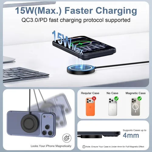Vista 3 de Cargador inalámbrico magnético Samsung de 15 W para Galaxy S26 Ultra S25 Almohadilla de cargador inalámbrico