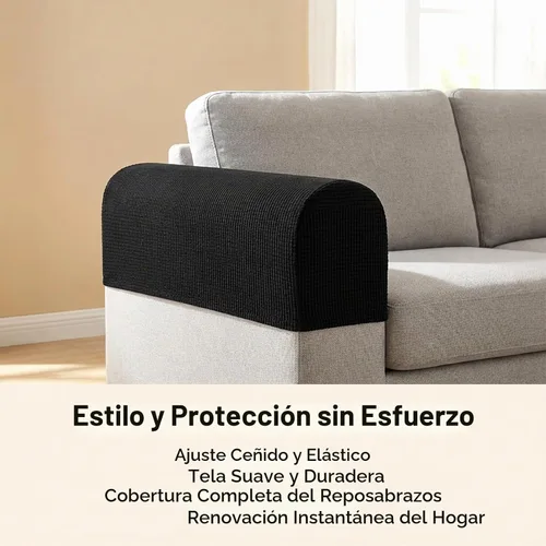 Vista 6 de RAINFLOW Juego de 2 fundas elásticas para reposabrazos de sofá