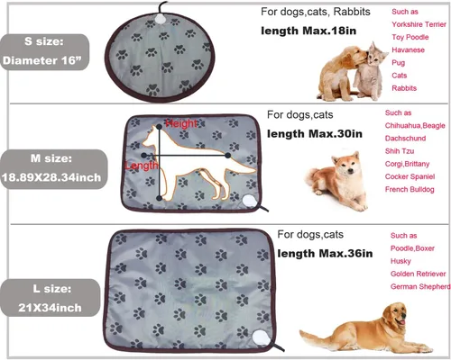 Vista 5 de Almohadilla térmica para mascotas para perros y gatos pequeños, cama eléctrica con temporizador, a prueba de mordidas, fácil de limpiar, redonda, 16